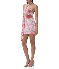 AFRM Brylee Halter Tie Neck Sleeveless Mesh Knit Mini Dress