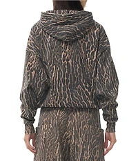 AFRM Cameron Leopard Print Logo Zip Up Hoodie