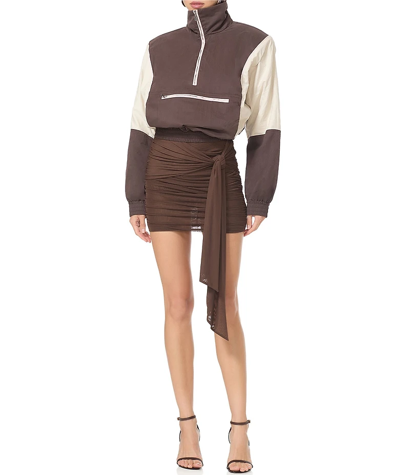 AFRM Carmichael Rushed Side Tie Mesh Mini Skirt