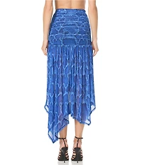 AFRM Coordinating Estella Shark Bite Snake Print Mesh Maxi Skirt