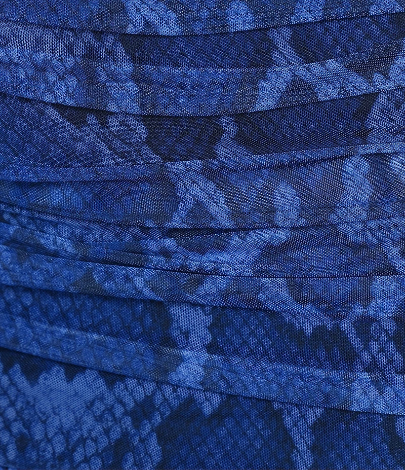 AFRM Coordinating Estella Shark Bite Snake Print Mesh Midi Skirt