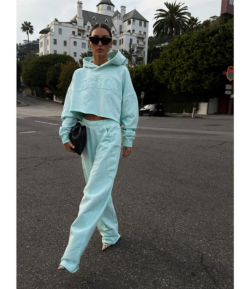 AFRM Darius Cropped Coordinating Long Sleeve Logo Hoodie