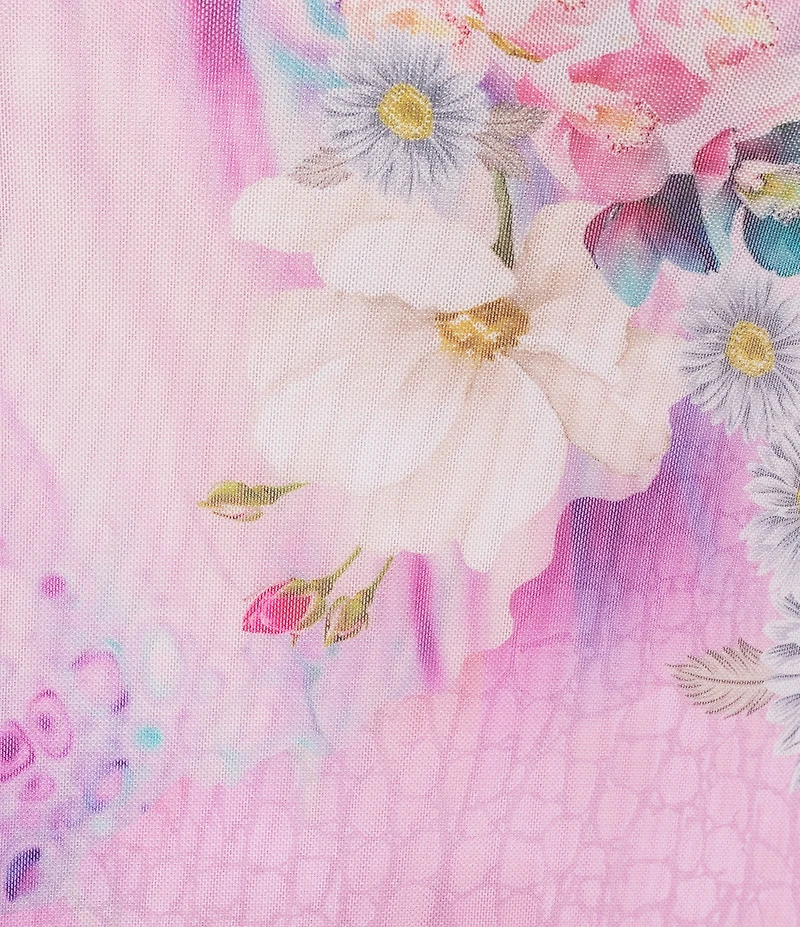 AFRM Didi Floral Print Crew Neckline Long Sleeve Mesh Maxi Dress