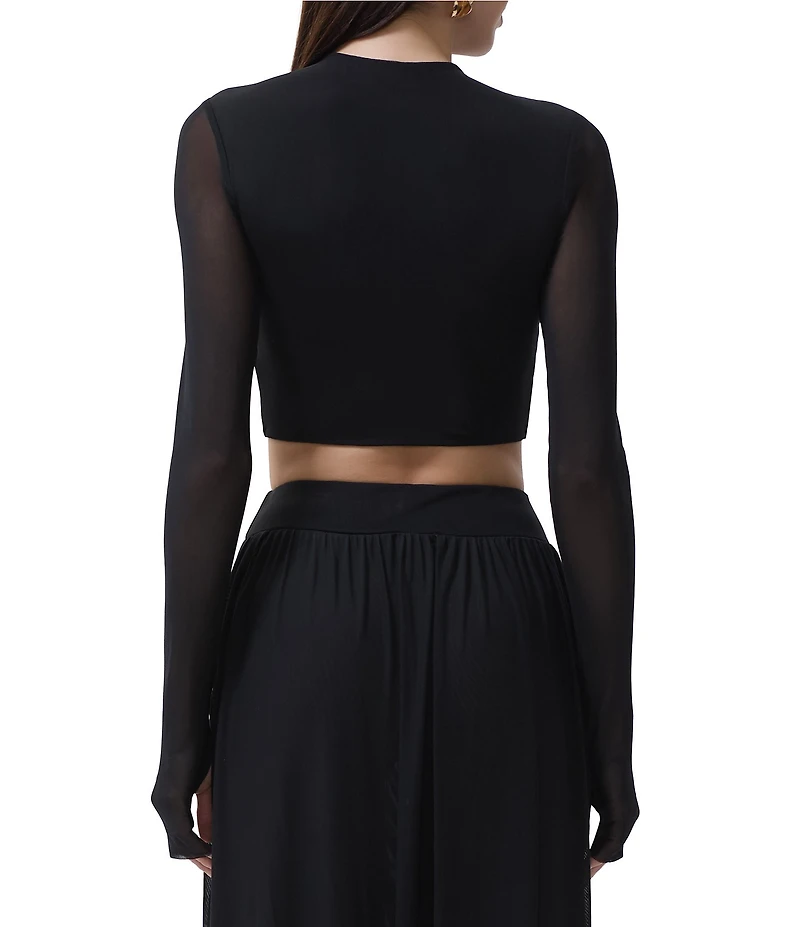 AFRM Eleni Mock Neck Long Sleeve Mesh Knit Top