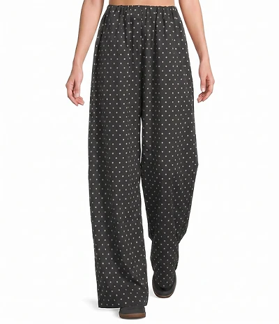 AFRM Jinnie Puff Dot Print Drawcord Waist Wide Leg Coordinating Pants