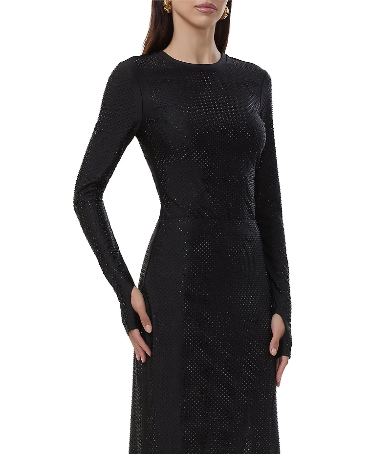 AFRM Kaylee Coordinating Crew Neck Long Sleeve Rhinestone Stud Jersey Top