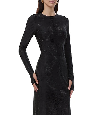 AFRM Kaylee Coordinating Crew Neck Long Sleeve Rhinestone Stud Jersey Top