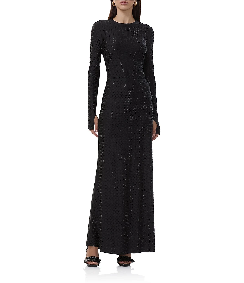 AFRM Kaylee Coordinating Crew Neck Long Sleeve Rhinestone Stud Jersey Top