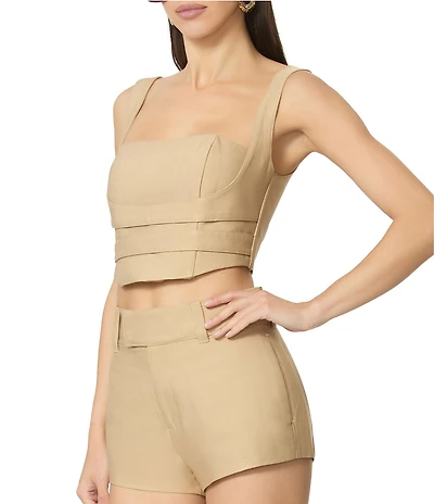 AFRM Coordinating Kendra Square Neck Sleeveless Twill Bustier Top