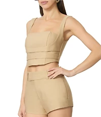 AFRM Coordinating Kendra Square Neck Sleeveless Twill Bustier Top