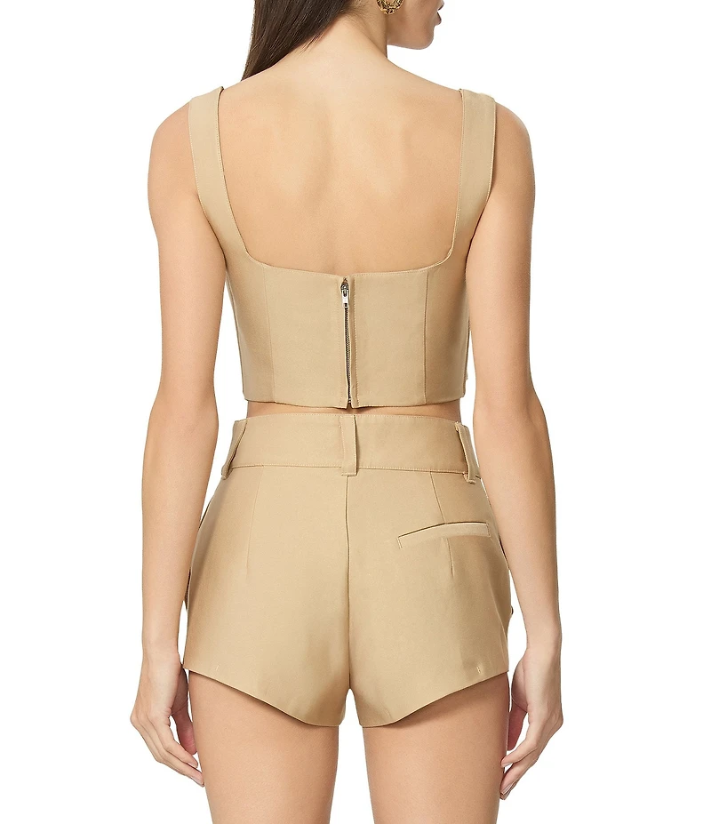 AFRM Coordinating Kendra Square Neck Sleeveless Twill Bustier Top