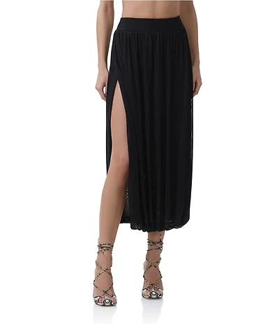 AFRM Kyomi Mesh Knit Midi Skirt