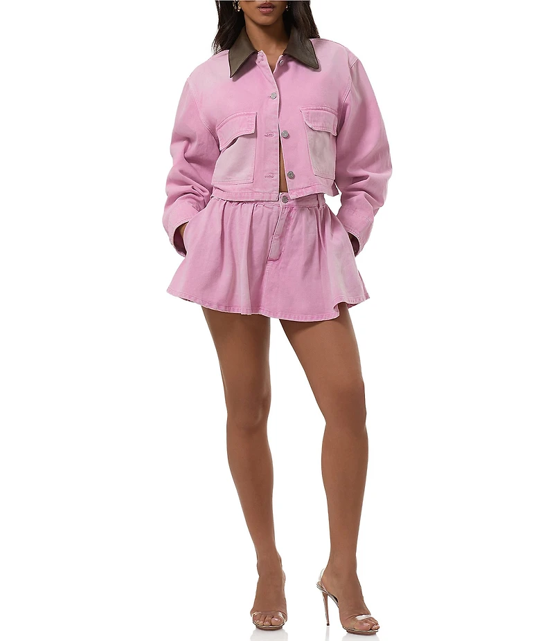 AFRM Marden Denim High Rise Circle Mini Skort