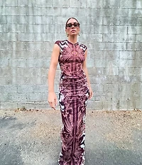 AFRM Nina Crewneck Cap Sleeve Mesh Coordinating Top