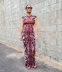 AFRM Nina Crewneck Cap Sleeve Mesh Coordinating Top