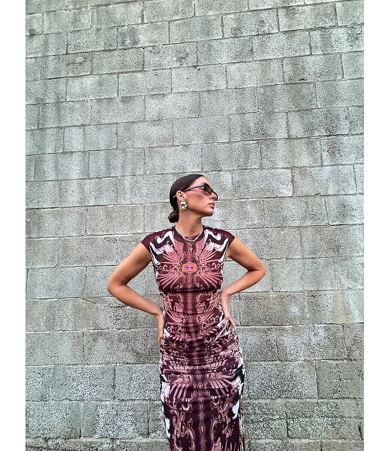 AFRM Nina Crewneck Cap Sleeve Mesh Coordinating Top