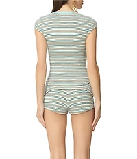 AFRM Nolan Striped Crew Neck Short Sleeve Ribbed Tee
