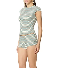 AFRM Nolan Striped Crew Neck Short Sleeve Ribbed Tee