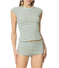AFRM Nolan Striped Crew Neck Short Sleeve Ribbed Tee
