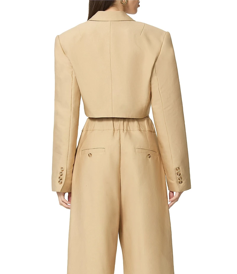 AFRM Petra Collared V-Neck Long Sleeve Coordinating Twill Crop Blazer