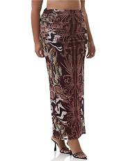 AFRM Plus Bevin Printed High Waisted Mesh Coordinating Maxi Skirt