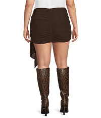 AFRM Plus Size Carmichael Rushed Side Tie Mesh Mini Skirt