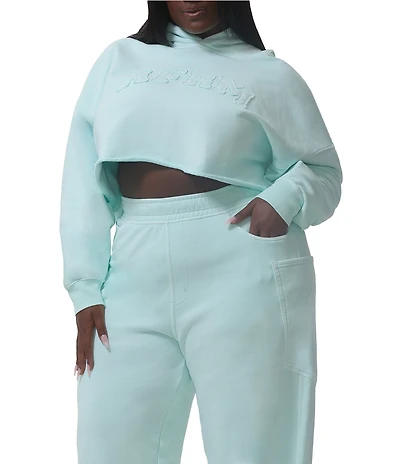 AFRM Plus Size Darius Cropped Long Sleeve Logo Hoodie