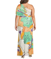 AFRM Plus Size Mirabel Floral Print Asymmetric One-Shoulder Maxi Dress
