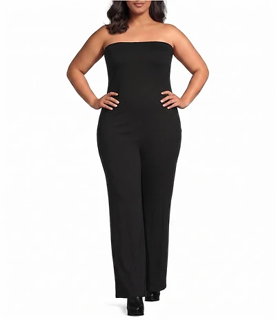 AFRM Plus Size Nicola Strapless Sleeveless Knit Crepe Jumpsuit