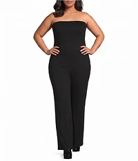 AFRM Plus Size Nicola Strapless Sleeveless Knit Crepe Jumpsuit