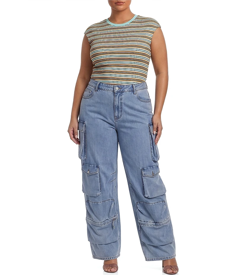 AFRM Plus Size Nolan Striped Crew Neck Short Sleeve Ribbed Tee