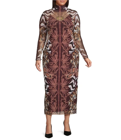 AFRM Plus Size Shailene Turtle Neck Long Sleeve Bodycon Midi Dress