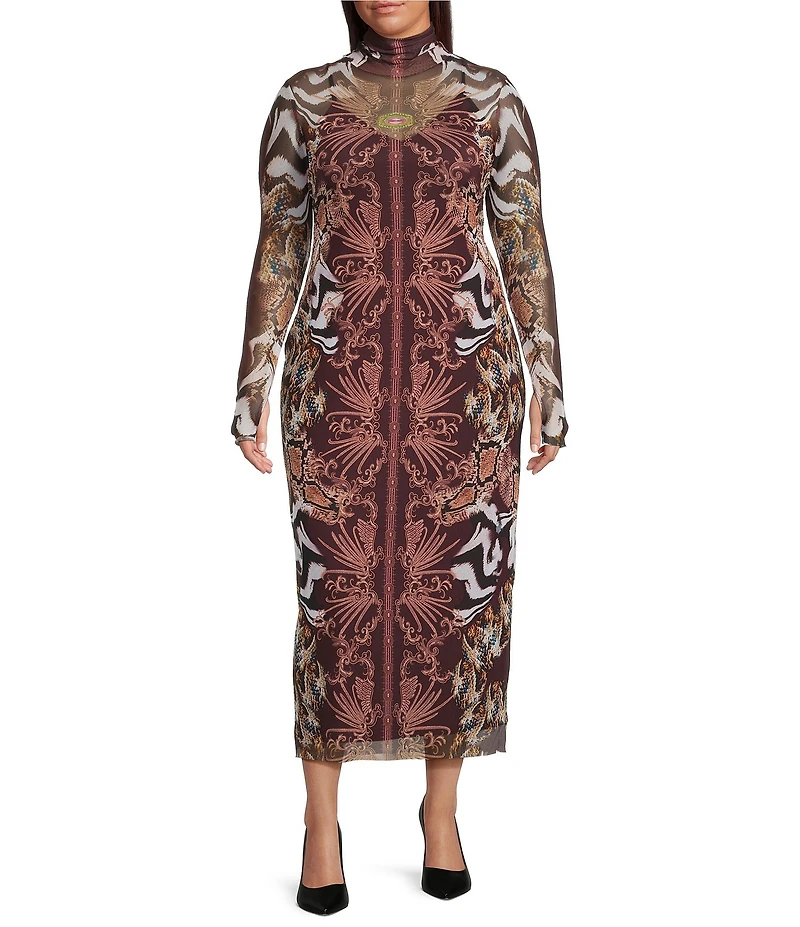 AFRM Plus Size Shailene Turtle Neck Long Sleeve Bodycon Midi Dress