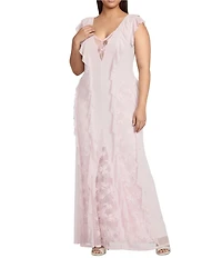AFRM Plus Size Trista Lace Ruffle V-Neck Sleeveless Maxi Dress