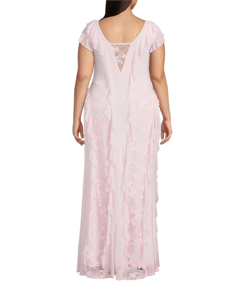 AFRM Plus Size Trista Lace Ruffle V-Neck Sleeveless Maxi Dress