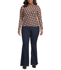 AFRM Plus Size Zadie Polka Dot Print Mock Neck Long Sleeve Mesh Top