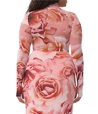 AFRM Plus Zadie Coordinating Floral Print Mock Neck Long Sleeve Top