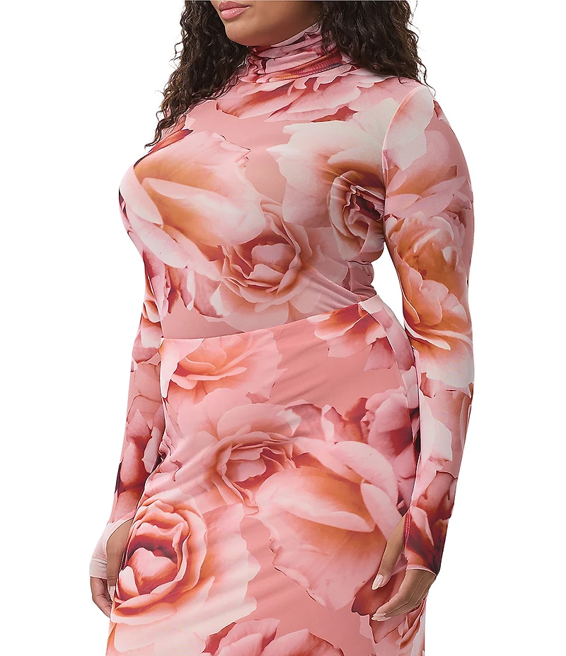 AFRM Plus Zadie Coordinating Floral Print Mock Neck Long Sleeve Top