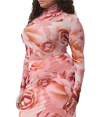AFRM Plus Zadie Coordinating Floral Print Mock Neck Long Sleeve Top