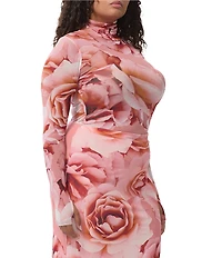 AFRM Plus Zadie Coordinating Floral Print Mock Neck Long Sleeve Top