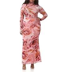 AFRM Plus Zadie Coordinating Floral Print Mock Neck Long Sleeve Top