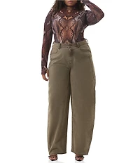 AFRM Plus Zadie Snake Print Mock Neck Long Sleeve Mesh Top