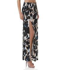 AFRM Quincy Floral Mesh Smocked Slit Detail Coordinating Maxi Skirt