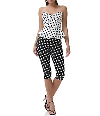 AFRM Ronnie Polka Dot Print High Rise Coordinating Capri Pants