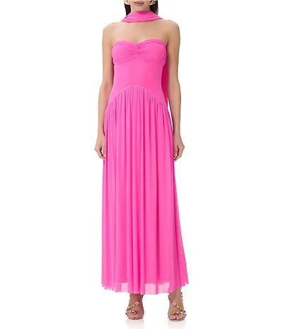 AFRM Rori Solid Sleeveless Scarf Strapless Maxi Dress