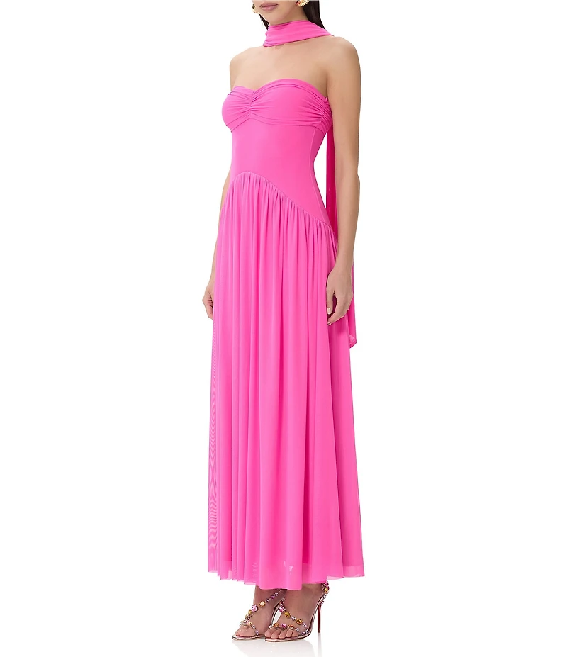 AFRM Rori Solid Sleeveless Scarf Strapless Maxi Dress