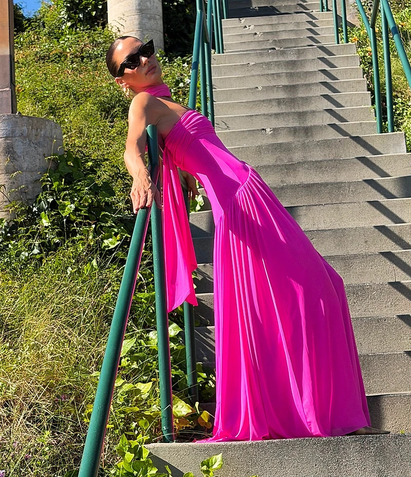 AFRM Rori Solid Sleeveless Scarf Strapless Maxi Dress