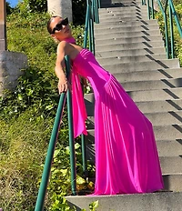 AFRM Rori Solid Sleeveless Scarf Strapless Maxi Dress