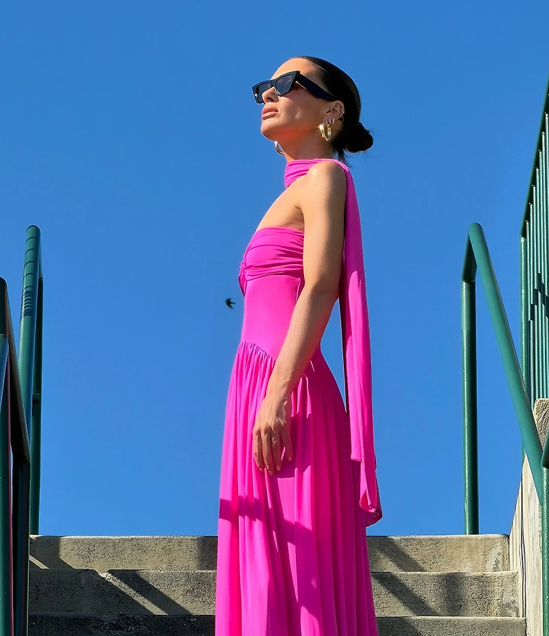AFRM Rori Solid Sleeveless Scarf Strapless Maxi Dress