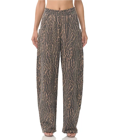 AFRM Ryan Coordinating Leopard Print Barrel Leg Fleece Sweatpants